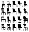 Black chair silhouettes group. Vector set on white background