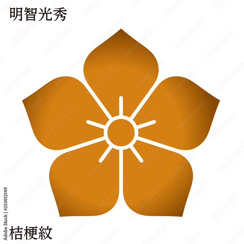 戦国時代の武将の家紋 戦国大名｜明智光秀・桔梗紋｜ゴールド