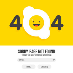 Fototapete - 404 error with fried egg vector on yellow background