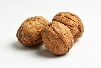 Wall Mural - Walnuts on white background