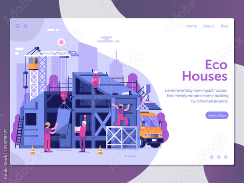 Modern Green Eco House Construction Site Landing Page Eco