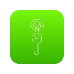 Sticker - Wrench and wi fi sign icon green vector isolated on white background