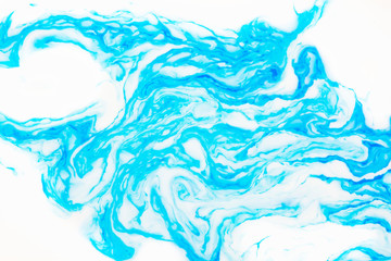  Abstract beautiful marbling with white and blue colors.The Eastern style of Ebru painting on water with acrylic paints swirls marbling.A stylish mix of natural luxury 