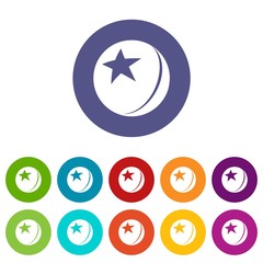 Poster - Glossy star ball icons color set vector for any web design on white background