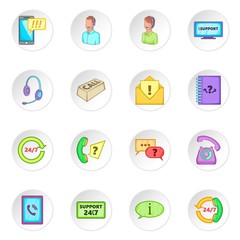 Poster - Call center icons set. Cartoon illustration of 16 call center vector icons for web