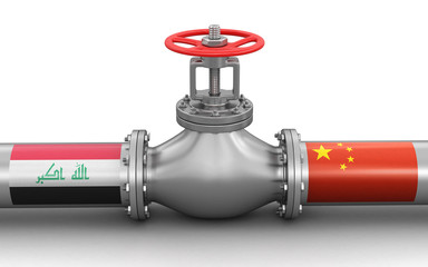Poster - Pipeline with flags. Image with clipping path