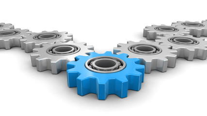 Poster - Blue and silver gears. Image with clipping path