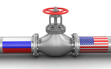 Poster - Pipeline with flags. Image with clipping path