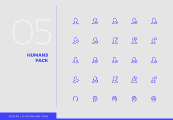 Poster - vector line icons humans pack