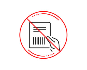Aufkleber - No or stop sign. Parcel invoice line icon. Delivery document sign. Package shipping symbol. Caution prohibited ban stop symbol. No  icon design.  Vector