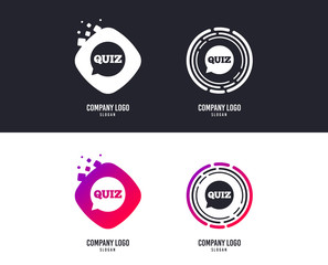Poster - Logotype concept. Quiz speech bubble sign icon. Questions and answers game symbol. Logo design. Colorful buttons with icons. Vector