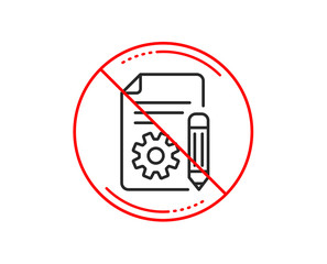 Poster - No or stop sign. Documentation line icon. Technical instruction sign. Caution prohibited ban stop symbol. No  icon design.  Vector