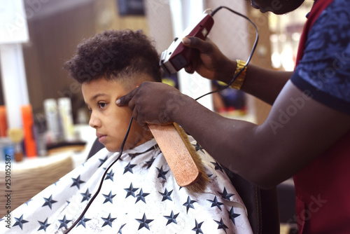 Cute African American Boy In The African Barbershop Cute Mixed