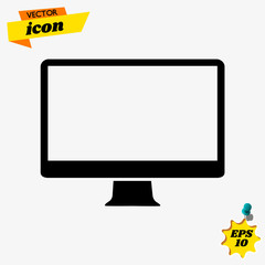 Aufkleber - pc Icon vector. Simple flat symbol. Perfect Black pictogram illustration on white background.