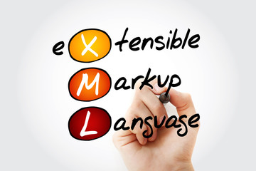 Poster - xml - extensible markup language, acronym concept with marker