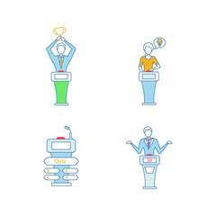 Sticker - Quiz show color icons set