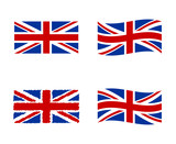 Fototapeta  - United Kingdom flag, national symbol of the Great Britain - Union Jack, UK flag set