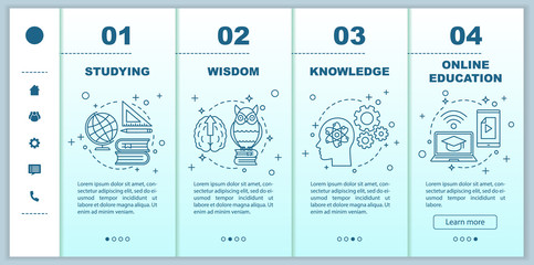 Gaining knowledge onboarding mobile web pages vector template