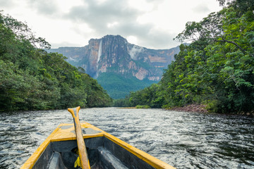 Wall Mural - View of Angel falls from Carrao river, Canaima National Park, Venezuela