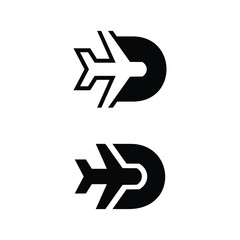 letter D with aircraft concept 