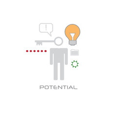 Poster - new creative business idea worker potential skills creative inspiration leadership concept line style white background