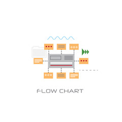 Poster - infographic organization data flow chart concept line style white background