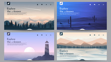 Vector Landscapes In A Minimalist Style
