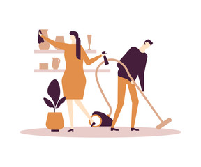 Sticker - Household chores - flat design style colorful illustration