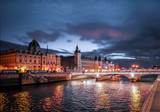 Fototapeta Paryż - Paris at Night- Bridge, Palace and Island of city