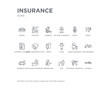 © CoolVectorStock - simple set of insurance vector line icons. contains such icons as accident, air travel insurance, bite, broken arm, building insurance, burning car, car cargo child and more. editable pixel perfect.