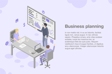 Poster - Business planning meeting concept background. Isometric illustration of business planning meeting vector concept background for web design