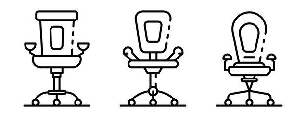 Poster - Desk chair icons set. Outline set of desk chair vector icons for web design isolated on white background