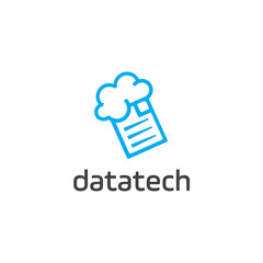Aufkleber - Cloud computing logo. Communication or network icon. Linear style. Monochrome option.