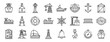 © ylivdesign - Marine port icons set. Outline set of marine port vector icons for web design isolated on white background
