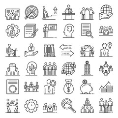 Poster - Corporate governance icons set. Outline set of corporate governance vector icons for web design isolated on white background