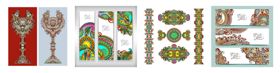 Poster - decorative label card for vintage design, ethnic pattern