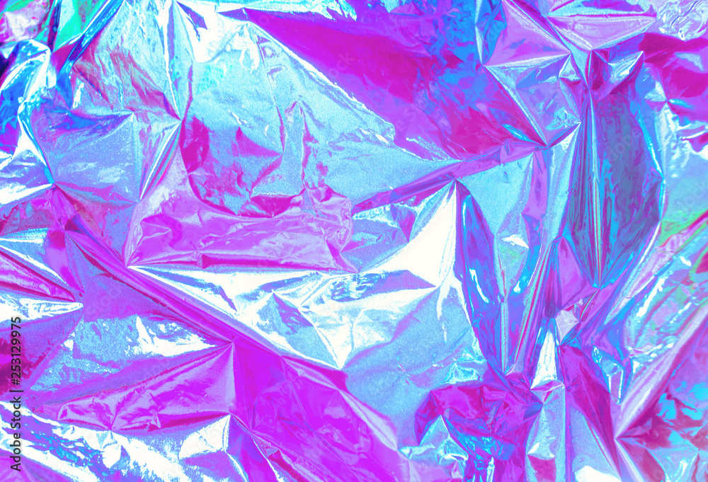 Abstract Modern bright colored holographic background in 80s style. Synthwave. Vaporwave style. Retrowave, retro futurism, webpunk - obrazy, fototapety, plakaty 