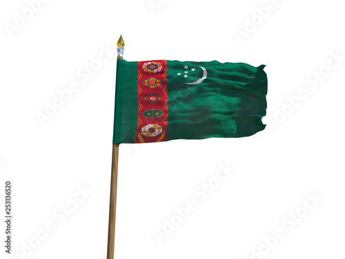 Turkmenistan Flag Isolated Silk Waving Flag Of Turkmenia Made