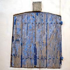 old wooden blue window