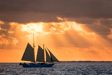 Wall Mural - beautiful view from mallory square iin key west florida during a sunset sail cruise.