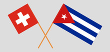 Switzerland And Cuba. The Swiss And Cuban Flags. Official Colors. Correct Proportion. Vector