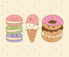 Wall Mural - set of bakery food kawaii characters