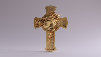 Wall Mural - Gold Jesus Cross 3d illustration 3d render	