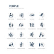 © Meth Mehr - simple set of icons such as childs playing in playgrpound, man sitting and reading book, person listening, man saving money, mother walking with baby stroller, backpacker running, policeman standing