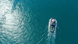 © aerial-drone - Aerial drone photo of tow boat cruising in mediterranean port