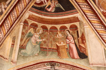  Annunciazione; affresco nell'abbazia di Viboldone