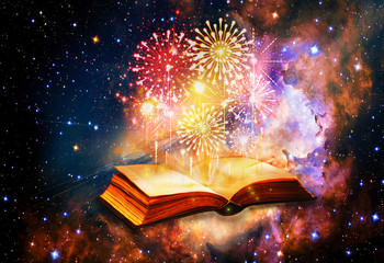 Wall Mural - artistic magical 3d computer generated illustration of a multicolored beautiful fireworks coming out
