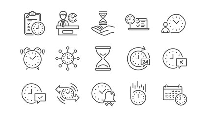 Poster - Time line icons. Calendar, Time management and Delivery. Hourglass linear icon set.  Vector