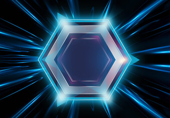 Leinwandbilder - Abstract Artistic 3d Rendering Illustration Of A Modern Digital Glowing Hexagonal Artwork
