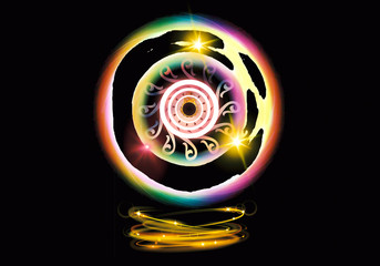 Leinwandbilder - Abstract Artistic 3d Rendering Illustration Of A Unique Modern Glowing round Artwork On A Spiral Beams Of Light